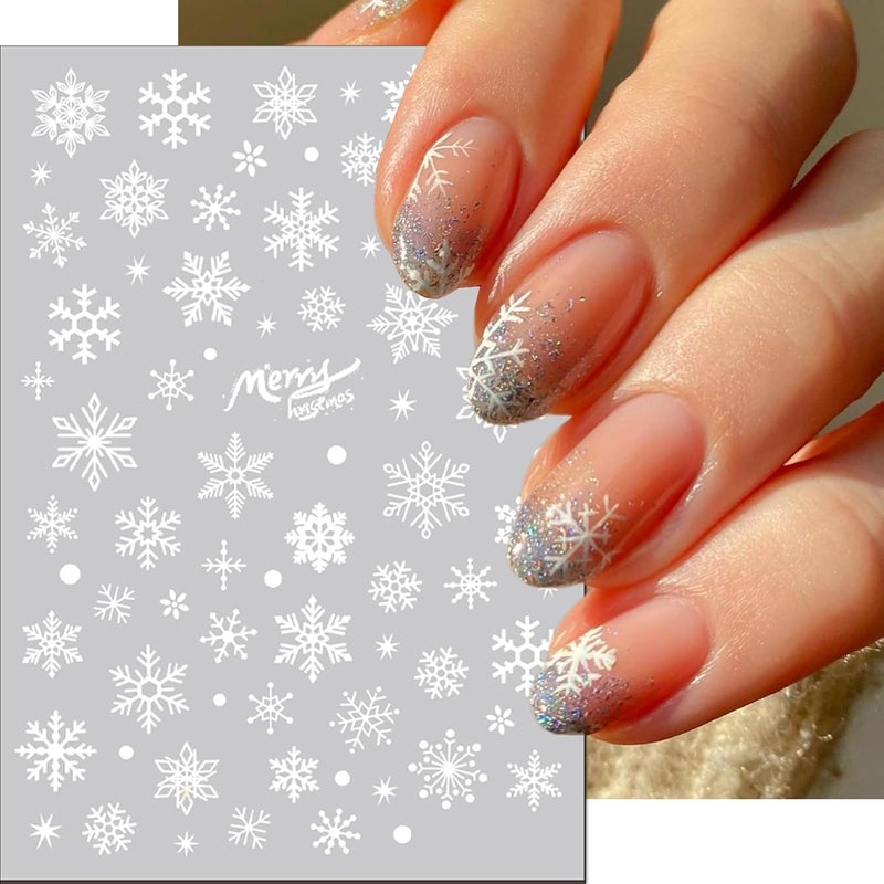 winthrop 6 Sheets Christmas Nail Stickers – Black Red Reindeer Snowflake Bow 3D Self-Adhesive Nail Art Decals for Women Girls Winter Holiday Manicure Decorations - Image 4